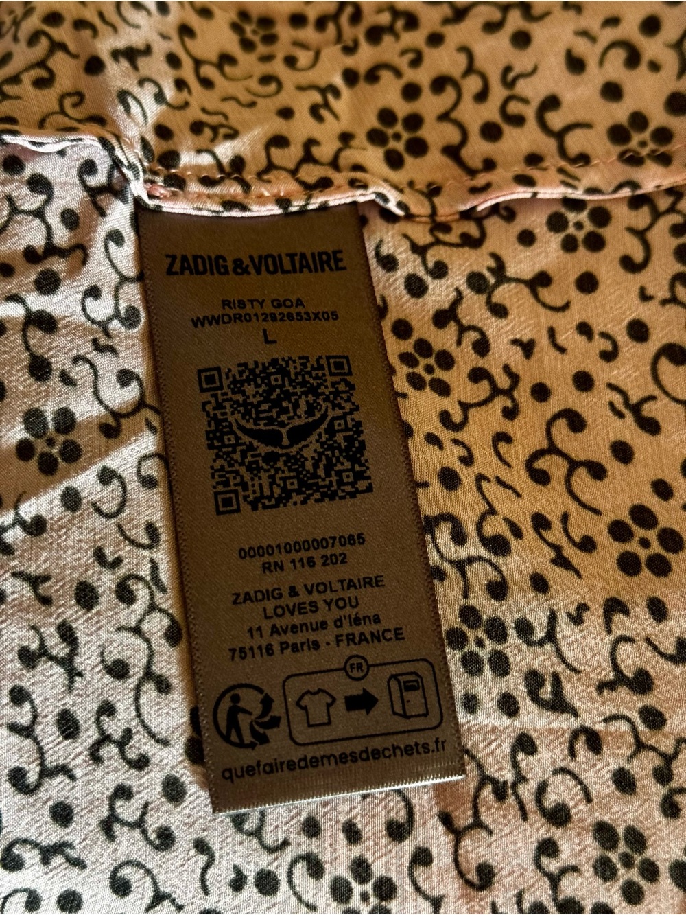 Zadig & Voltaire Women’s Risty Goa Blossom Dress with Black Lace Trim Size L - Picture 7 of 11